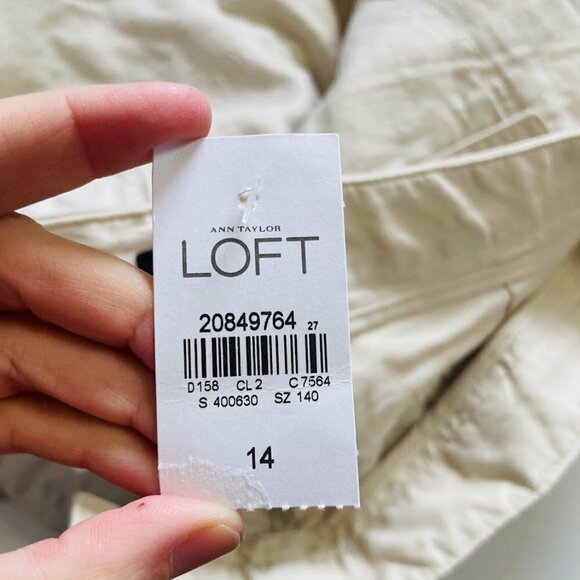 NWT Ann Taylor LOFT Pant Trouser Utility Linen Cotton Neutral Tan Belt Khaki - Picture 5 of 7